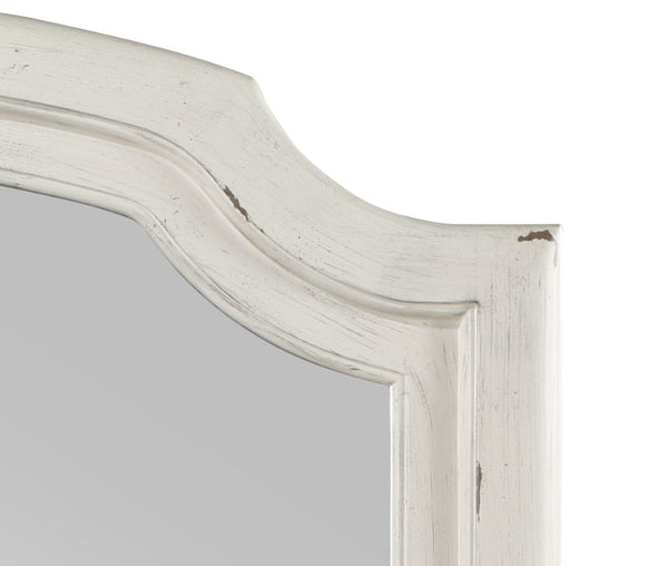 English Elm Jaqueline Ornate Resin Frame Wall Mirror with Beveled Glass and Antique White Finish B2726P453244