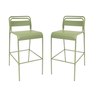 English Elm Christopher Knight Home® - Carmella Outdoor Barstool Set Of 2 – Chic Green Iron Design For Patios, Decks, And Poolside Fun! N775P199822G