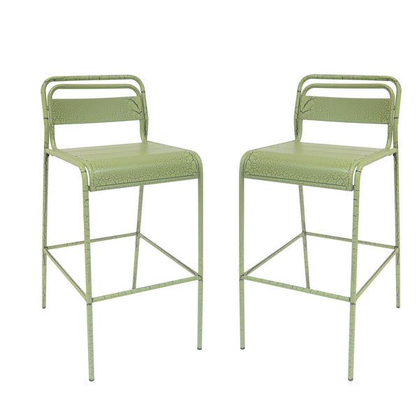 English Elm Christopher Knight Home® - Carmella Outdoor Barstool Set Of 2 – Chic Green Iron Design For Patios, Decks, And Poolside Fun! N775P199822G