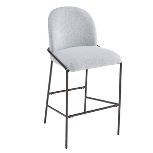 English Elm Christopher Knight Home® - Galen Upholstered Metal Barstool Set of 2 with Plush Stain-Resistant Fabric, Ergonomic Modern Design Gray N775P290453G