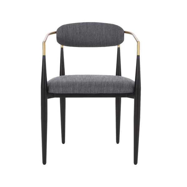 English Elm Christopher Knight Home® - Dining Chair Set Of 2 - Modern Charcoal Upholstered Chairs With Gold Accents For Chic Dining Spaces N771P249346C