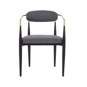 English Elm Dining Arm Chairs Set of 2 Gold Accent Iron Frame Upholstered Modern Minimalist N771P392272C
