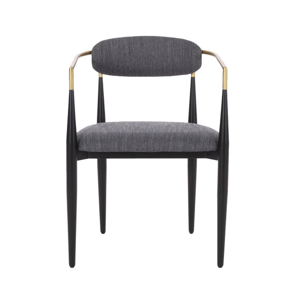 English Elm Dining Arm Chairs Set of 2 Gold Accent Iron Frame Upholstered Modern Minimalist N771P392272C