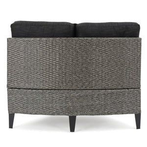 English Elm Christopher Knight Home® - PEMA Single Sofa Set of 2 - Mixed Grey Rattan, Iron Frame, Water-Resistant Black Cushions, Easy Assemble 59263.00MBK