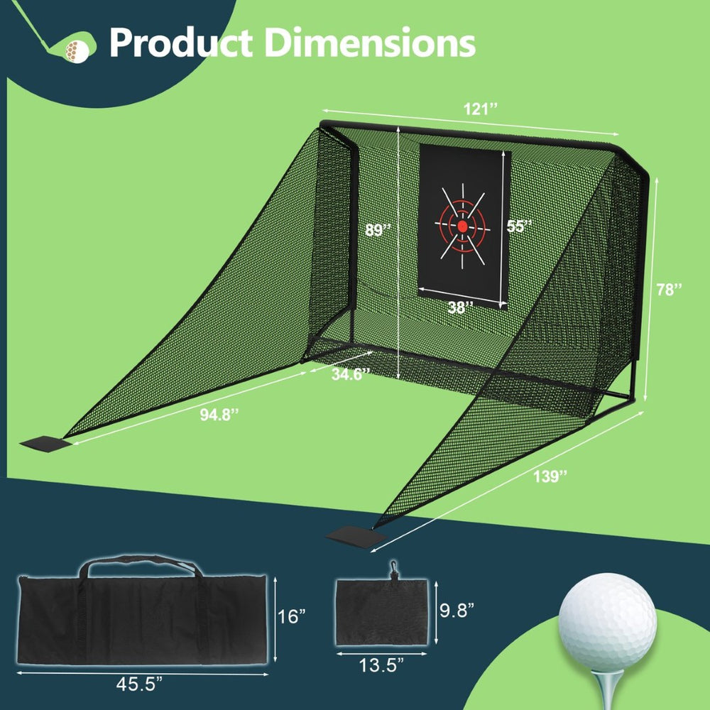 English Elm Golf Practice Net with Auto Ball Return Side Barriers Portable Backyard Hitting Enclosure W1422P416689