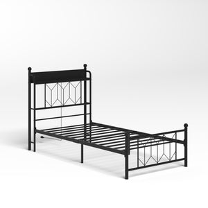 English Elm Twin Bed Frames with Storage Headboard, Built-In USB/Type-C Charging, LED Light, Space-Saving Design Black W2129P314785