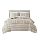 Beautyrest Kent Casual 3 Piece Striped Herringbone Oversized Comforter Set BR10-3860 Taupe