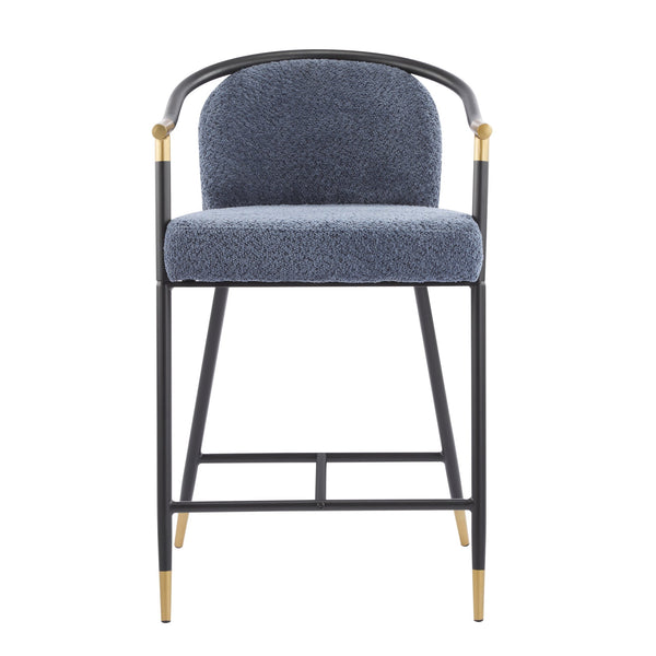 English Elm Christopher Knight Home® - 26" Upholstered Counter Stool Set of 2 with Bouclé Fabric and Iron Frame, Contemporary Comfort and Style Gold+Black,Navy Blue N771P288863U