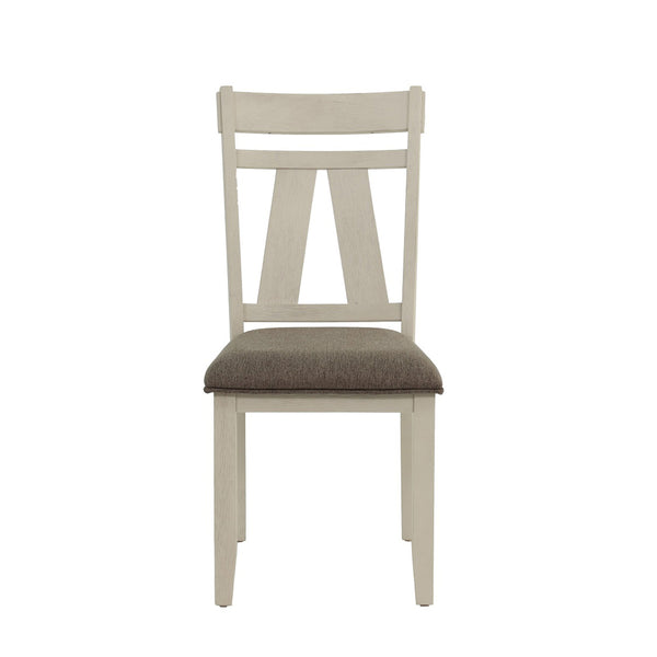 English Elm Set of 2 Polyfiber Upholstered Dining Chairs with Tufted Cushioned Back and Solid Wood Frame, Durable Comfort Grey,White B016P226062