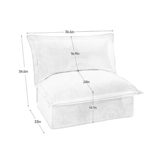 English Elm Koala Armless Chenille Sofa Deep Seat High Back Wrap Pillow Living Room Couch W3041P281160