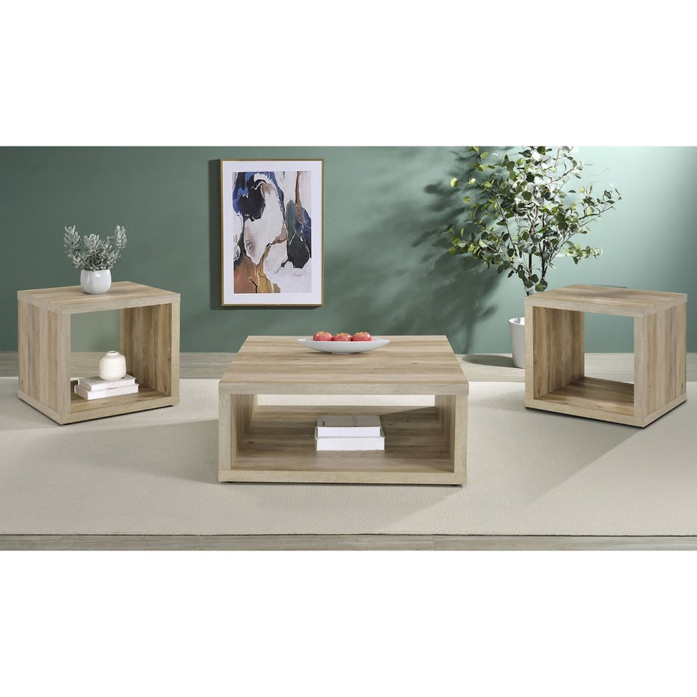 English Elm Hermosa Rustic Open Shelf Coffee and End Table Set for Farmhouse Living Rooms B062S01527