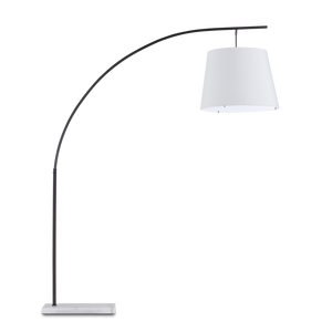 Cloister Modern Bronze Floor Lamp with Elegant Arc Design and White Linen Shade for Contemporary Spaces