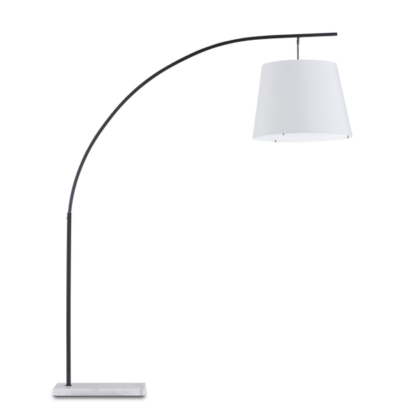 Cloister Modern Bronze Floor Lamp with Elegant Arc Design and White Linen Shade for Contemporary Spaces
