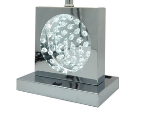 English Elm 1pc Luxury Crystal Accent Table Lamp Touch On/Off LED 22"H Rectangular Shade Chic Home Glow Chrome 14.76 L x 9.65 W x 17.13 H B2741P290765