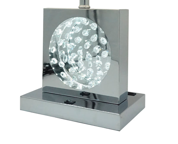 English Elm 1pc Luxury Crystal Accent Table Lamp Touch On/Off LED 22"H Rectangular Shade Chic Home Glow Chrome 14.76 L x 9.65 W x 17.13 H B2741P290765