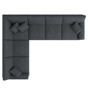 English Elm Marston Corduroy L-shape Sectional Sofa Deep Seating Six Seat Modern Living Room B127S00004