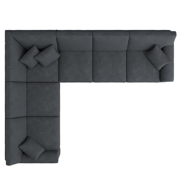 English Elm Marston Corduroy L-shape Sectional Sofa Deep Seating Six Seat Modern Living Room B127S00004