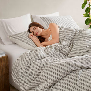 English Elm 3 Pcs King Duvet Set Tan - Luxurious, Breathable Cotton Blend, Soft Textured Design For Elegant Bedrooms B035P319223