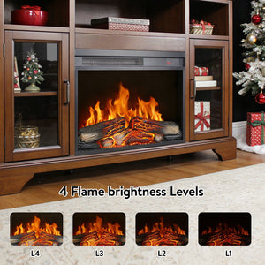English Elm 23 Inch Electric Fireplace Insert Ultra Thin Led Log Flame Heater with Remote Timer W1769P345281