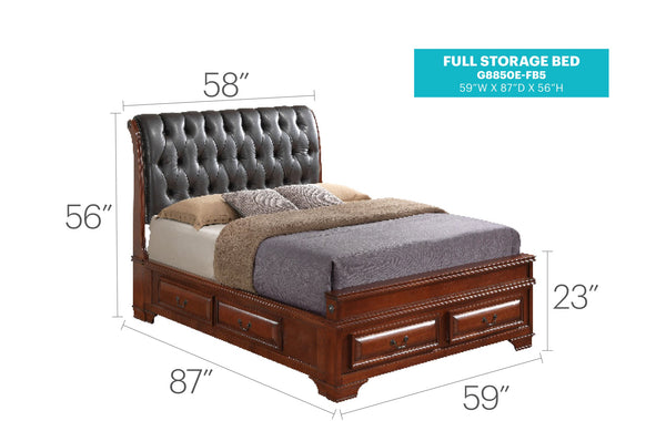 English Elm Elegant Oak Full Storage Bed With Timeless Design, Ample Storage, And Easy Assembly For Stylish Spaces B078S00493