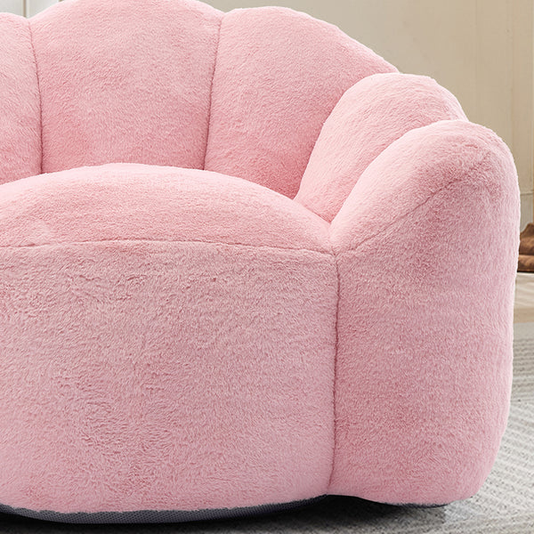 English Elm Lotus memory foam bean bag sofa with pull ring — anti-fouling faux fur, non-slip base, cozy support Pink W2311P357140