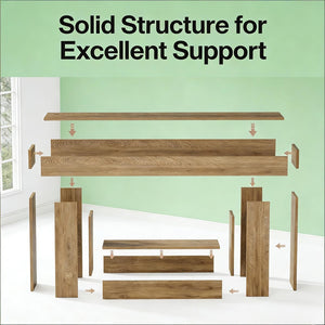 English Elm Practical Geometric Console Table with Matte Black Wood Grain Finish for Entryway or Sofa T3971P454197
