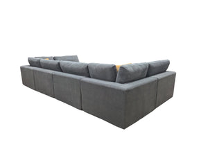 English Elm Coffee Bean Textured Upholstery Modular Sectional Low Profile Sofa with Toss Pillows Light Gray B2748S00071