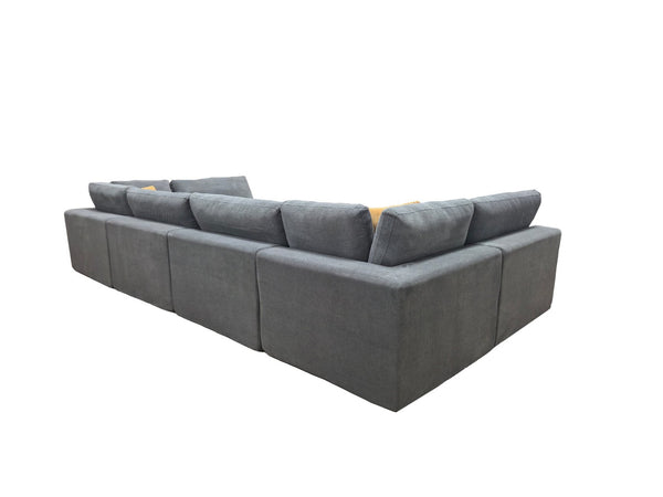 English Elm Coffee Bean Textured Upholstery Modular Sectional Low Profile Sofa with Toss Pillows Light Gray B2748S00071