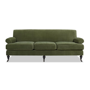 English Elm Jennifer Taylor Home - Alana Lawson Three-Cushion Olive Green Velvet Sofa - Timeless Elegance & Easy Care Comfort B2719P238314