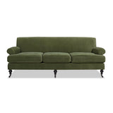 English Elm Alana Lawson Three-Cushion Tightback Sofa, Olive Green Performance Velvet