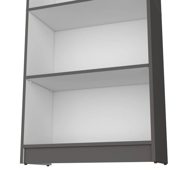 English Elm Sutton 4-Shelf Modern Bookcase with Open Storage, Slim 71.1" Tall Display Unit in White/Gray/Black B128P176169