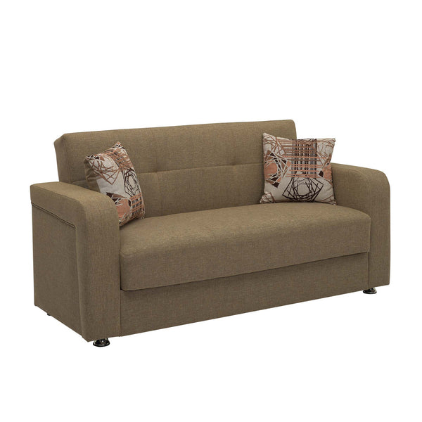 English Elm PrimeNest Upholstered Convertible Loveseat with Storage and Click-Click Sleeper, Chenille Comfort Brown B030P281725