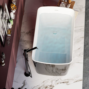 English Elm 49'' Acrylic Freestanding Japanese Soaking Tub Glossy Spa Sit-in Square Bath W1573P412322