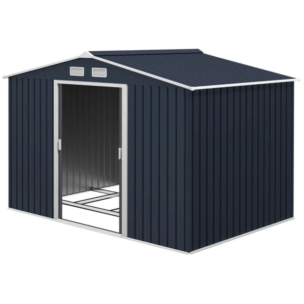 English Elm Spacious Galvanized Steel Outdoor Storage Shed with Sliding Doors and Weather Protection T3971S00119