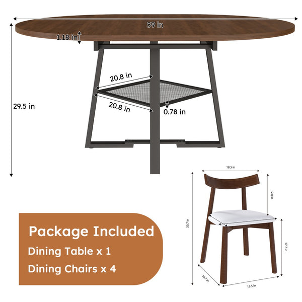English Elm 59-inch Expandable Glass Top Dining Set Seats 8 with Upholstered Chairs X-base W2700S00112