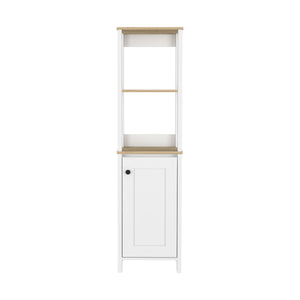 English Elm Arctic Linen storage cabinet 4-shelf single-door tall bathroom organizer in sleek light gray finish Multicolor 33 L x 22 W x 7 H B128P148858