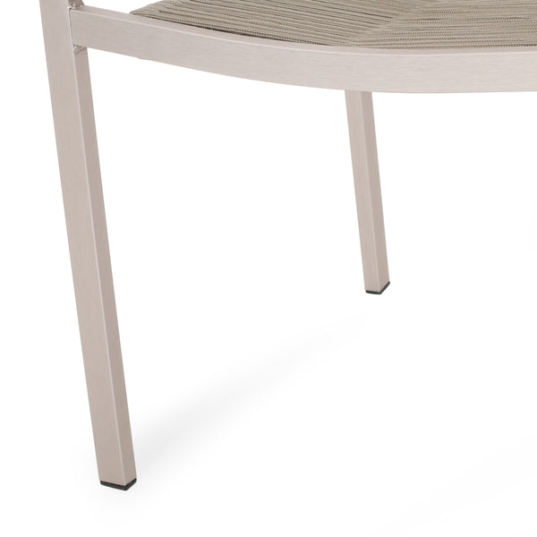 English Elm Christopher Knight Home® - Outdoor Modern Aluminum Dining Chair with Handcrafted Rope Weave, Weather-Resistant Patio Seating Set Silver 70660.00