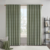 Madison Park Anaheim Casual Plaid Rod Pocket and Back Tab Curtain Panel with Fleece Lining MP40-8295 Green