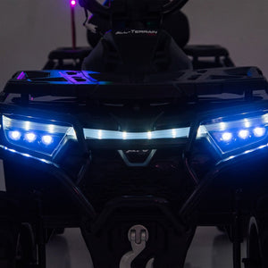 English Elm 24v Kids Electric Ride-on Atv with Dual Motors Bluetooth Led Lights and Flag Poles Black W1578P305893