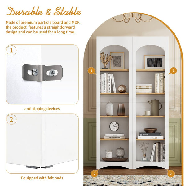 English Elm On-Trend 3-Piece Rustic Farmhouse Tv Stand With Adjustable Shelves & Storage For 70" Tvs, White N721S000045K-GIGA