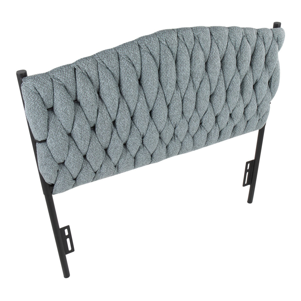 English Elm Braided Plush Matisse Twin Headboard by LumiSource with Braided Upholstery and Black Metal Frame Blue B202P223760