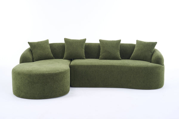 English Elm Compression Compression Sponge Sofa Curved Modular Sectional with 30D High-Density Chenille Sleeper for Cozy Apartment Living Room Comfort and Safe Rounded Design Antique Green,Green W2231S00031