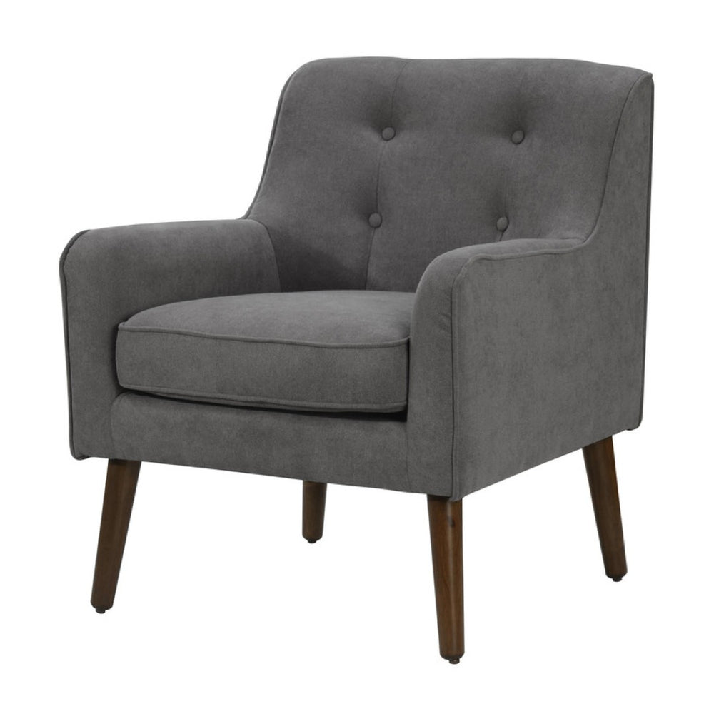 English Elm Ruggiero Button Tufted Mid Century Armchair Woven Fabric Walnut Legs Reading Nook B2749P413222