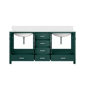 English Elm Green Double Bath Vanity 72 in W x 22 in D with Cultured Marble Top — Solid Wood, Soft-Close, Ample Storage, Scratch-Resistant Surface B2731P259120