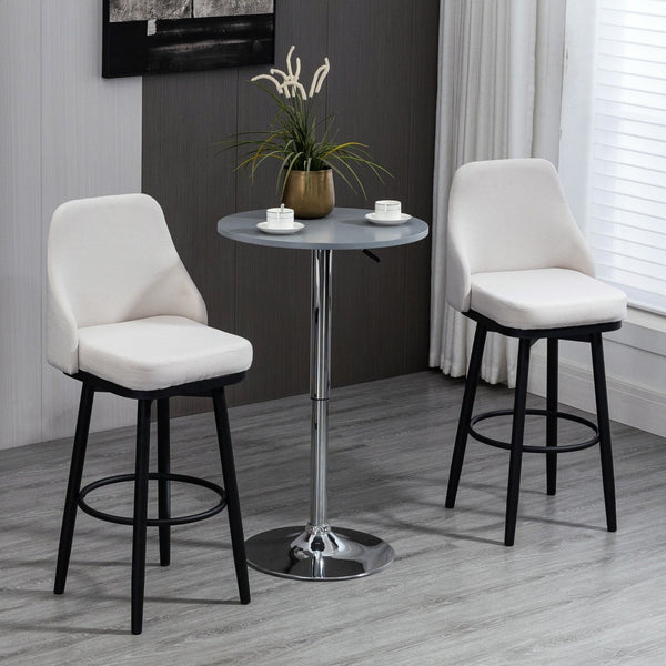 English Elm Homcom Swivel Barstools Set of 2 Foam Padded Linen Seats with Steel Frame W2225P229722