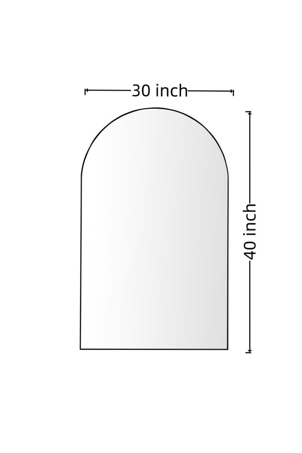English Elm Wall Mirror 40X30 Inch Arched Black Metal Frame For Elegant Bathroom, Living Room & Bedroom Decor W2091P345025-GIGA