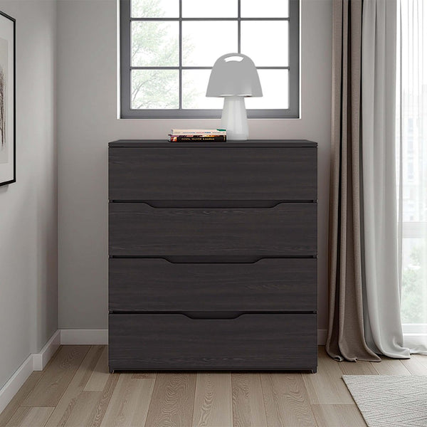 English Elm Wenge Finish Four Drawer Dresser Compact Modern Storage for Bedroom or Studio B062P483770
