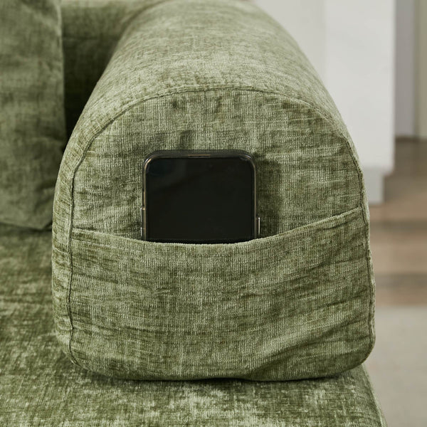 English Elm Comfy Chenille Convertible Folding Mattress Couch Sofa Bed with Armrest, Space-Saving, No Assembly Needed Green W1143P330251