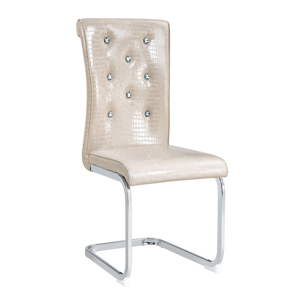 English Elm Luxury Pu Upholstered Dining Chair Set of 4 with Channel Stitching and Metal Legs W1512P491870