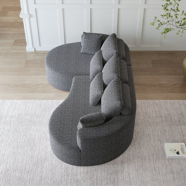 English Elm Modern Chenille Cloud Sectional with Deep Curved Seating and 7 Pillows for Living Room W834S00486